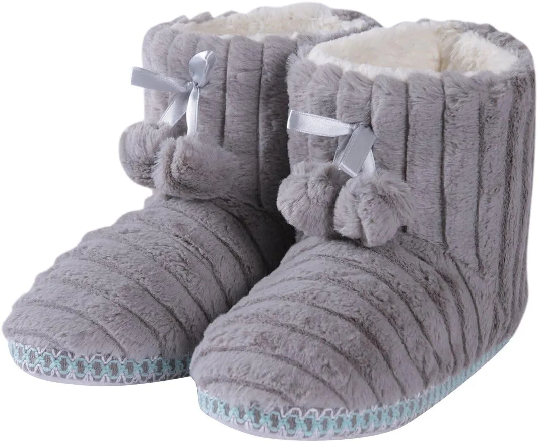 Forfoot Winter Slippers Booties for Women, Cozy Fleece House Shoes Indoor Bedroom Fuzzy Ankle Boot Slippers