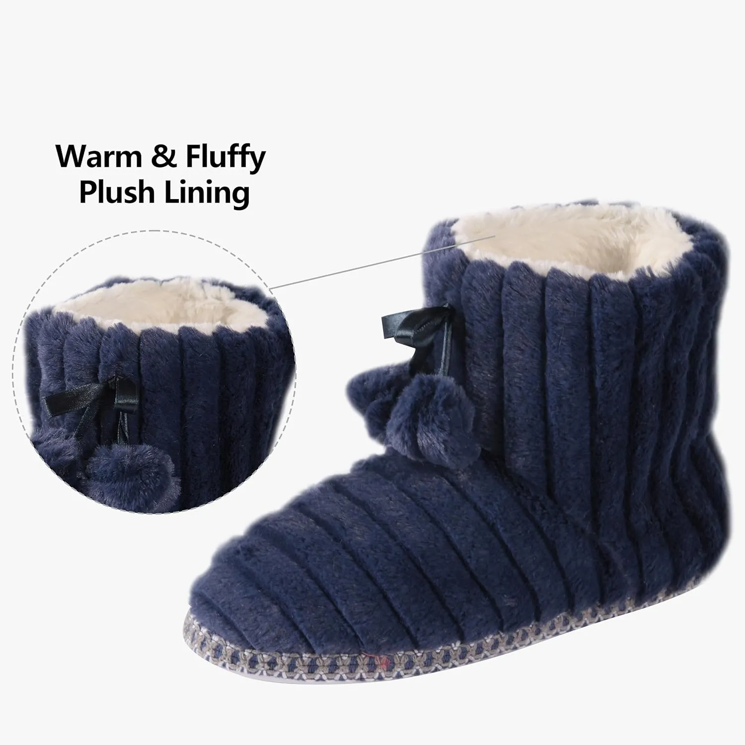 Forfoot Winter Slippers Booties for Women, Cozy Fleece House Shoes Indoor Bedroom Fuzzy Ankle Boot Slippers