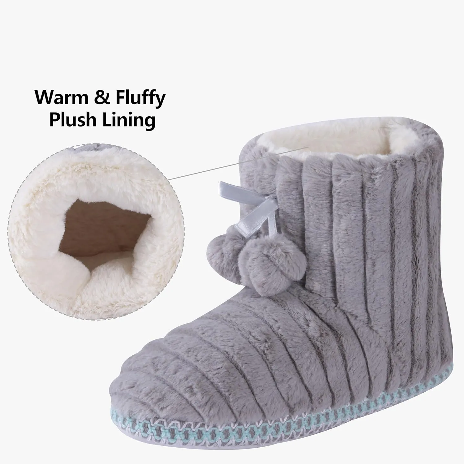 Forfoot Winter Slippers Booties for Women, Cozy Fleece House Shoes Indoor Bedroom Fuzzy Ankle Boot Slippers