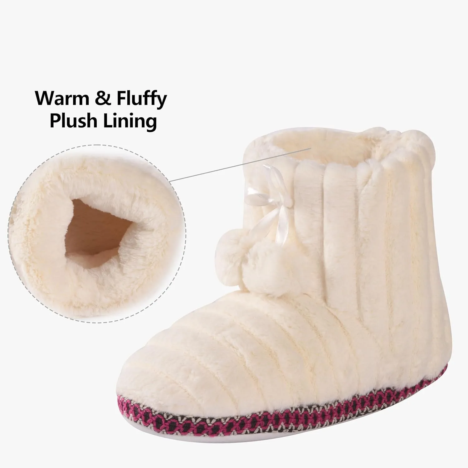 Forfoot Winter Slippers Booties for Women, Cozy Fleece House Shoes Indoor Bedroom Fuzzy Ankle Boot Slippers
