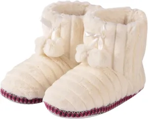 Forfoot Winter Slippers Booties for Women, Cozy Fleece House Shoes Indoor Bedroom Fuzzy Ankle Boot Slippers