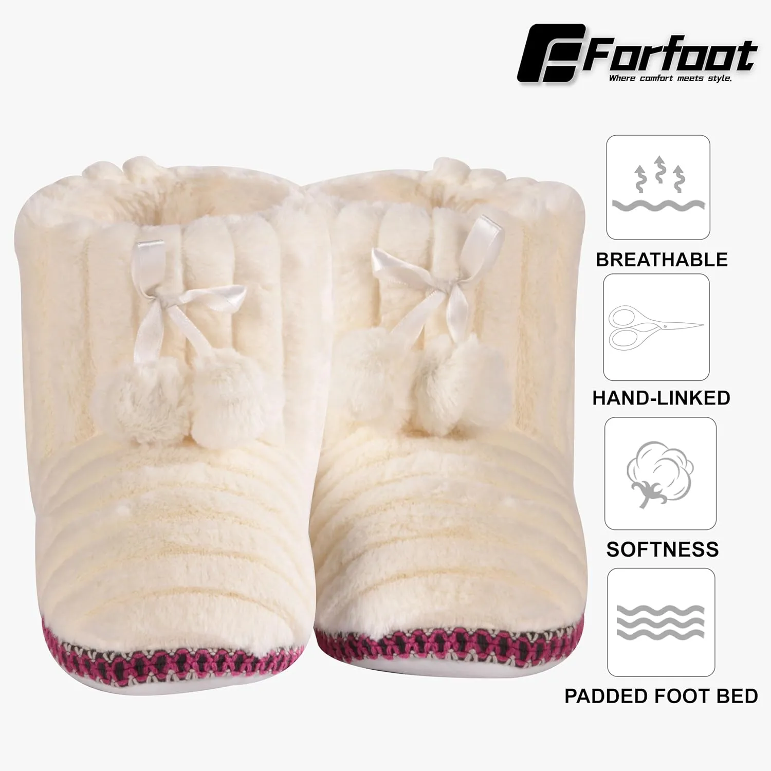 Forfoot Winter Slippers Booties for Women, Cozy Fleece House Shoes Indoor Bedroom Fuzzy Ankle Boot Slippers
