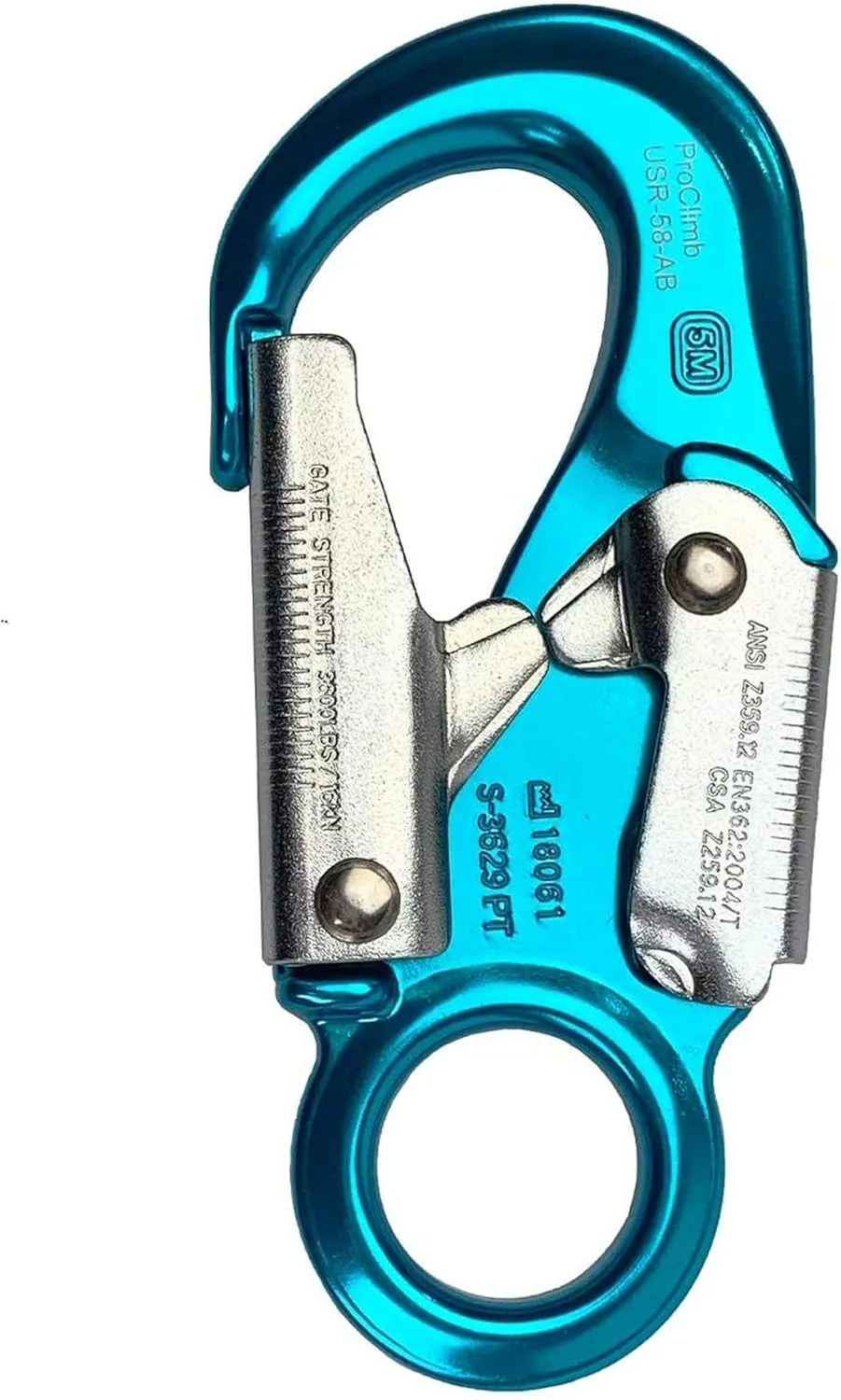 Forged Aluminum Snaphook - Double Action Self Locking Gate, Captive Eye 23 kN - Blue