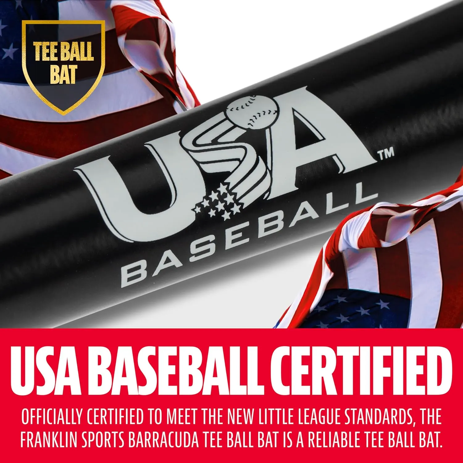 Franklin Sports Kids Teeball Bat - Venom   Barracuda Aluminum   Composite - USA Baseball Certified for Boys   Girls - Youth Metal Bat - Drop -10 to -13