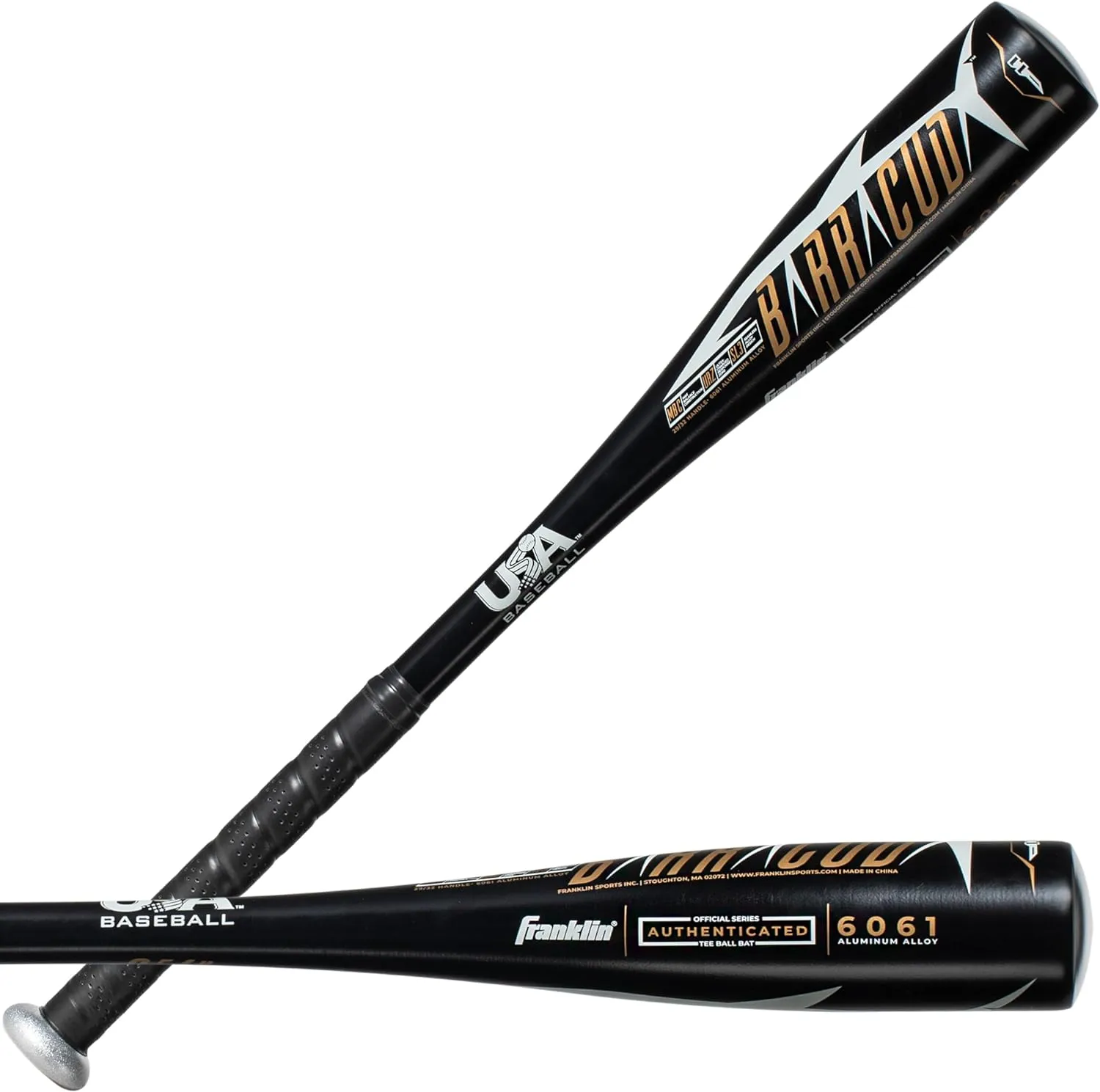 Franklin Sports Kids Teeball Bat - Venom   Barracuda Aluminum   Composite - USA Baseball Certified for Boys   Girls - Youth Metal Bat - Drop -10 to -13