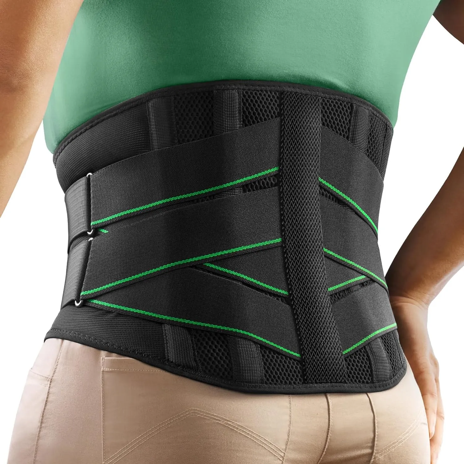 FREETOO Back Brace for Men Lower Back Pain with 7 Metal Stays, for Sciatica, Herniated Disc, Scoliosis and More Pain Relief! Breathable Back Support Belt for Women Work with Soft Pad, Lightweight