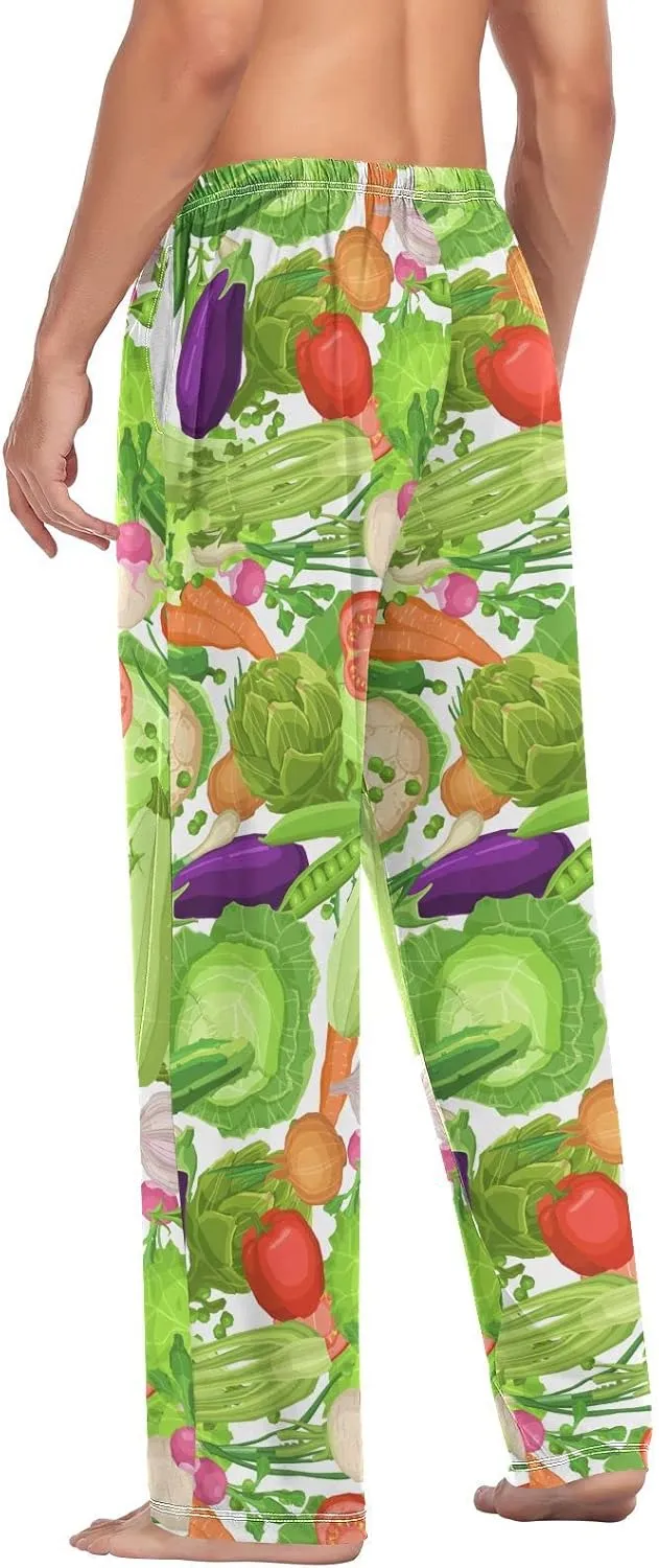 Fresh Vegetables Red Pepper Pajama Pants Cute Cabbage Tomatoes Men's Pajama Bottoms Lounge Sleepwear PJs Pants S
