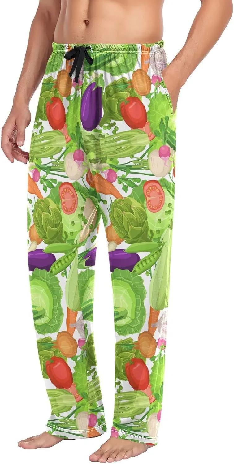 Fresh Vegetables Red Pepper Pajama Pants Cute Cabbage Tomatoes Men's Pajama Bottoms Lounge Sleepwear PJs Pants S