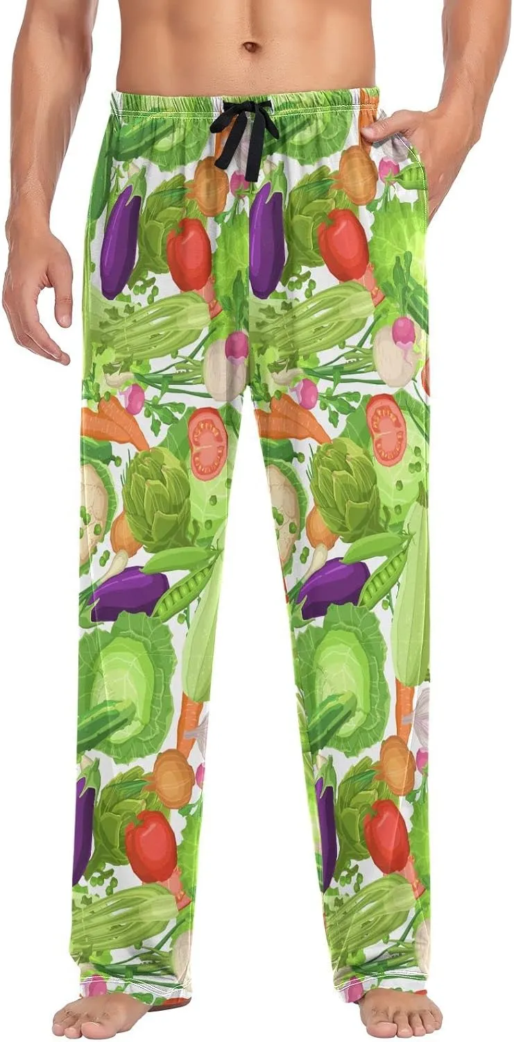 Fresh Vegetables Red Pepper Pajama Pants Cute Cabbage Tomatoes Men's Pajama Bottoms Lounge Sleepwear PJs Pants S