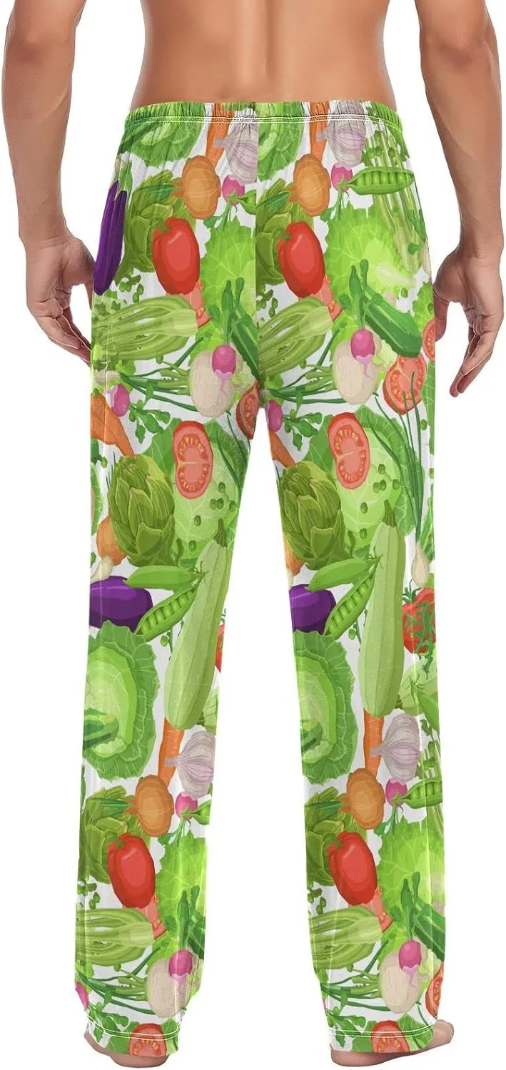 Fresh Vegetables Red Pepper Pajama Pants Cute Cabbage Tomatoes Men's Pajama Bottoms Lounge Sleepwear PJs Pants S