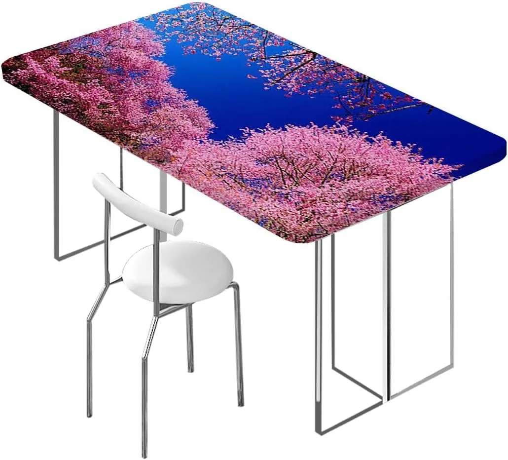 Fuchsia Blue Tablecloth for Folding Table Clear Sky Sunny Day View Country Garden Fitted Spandex Stretch Square Table Covers Caps Elastic Square Tablecloth Cherry Fits up 5 Foot Tables