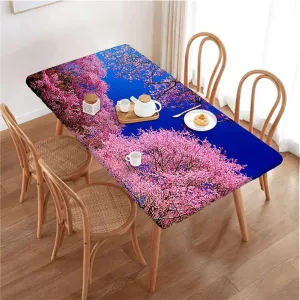 Fuchsia Blue Tablecloth for Folding Table Clear Sky Sunny Day View Country Garden Fitted Spandex Stretch Square Table Covers Caps Elastic Square Tablecloth Cherry Fits up 5 Foot Tables