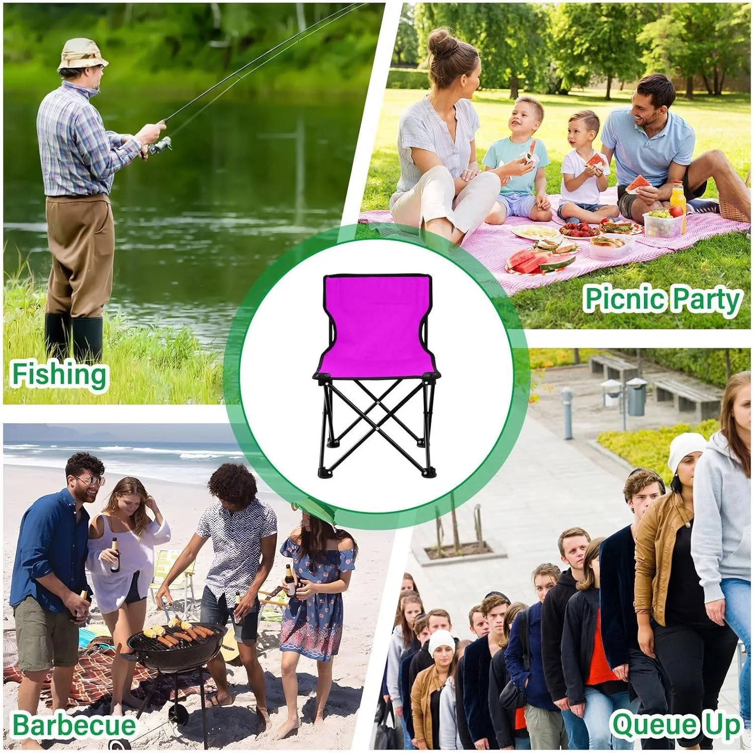 Fuchsia Camping Chair for Adults Folding Chair Outdoor Camping Chair Outdoor Chairs for Sporting Event Festival