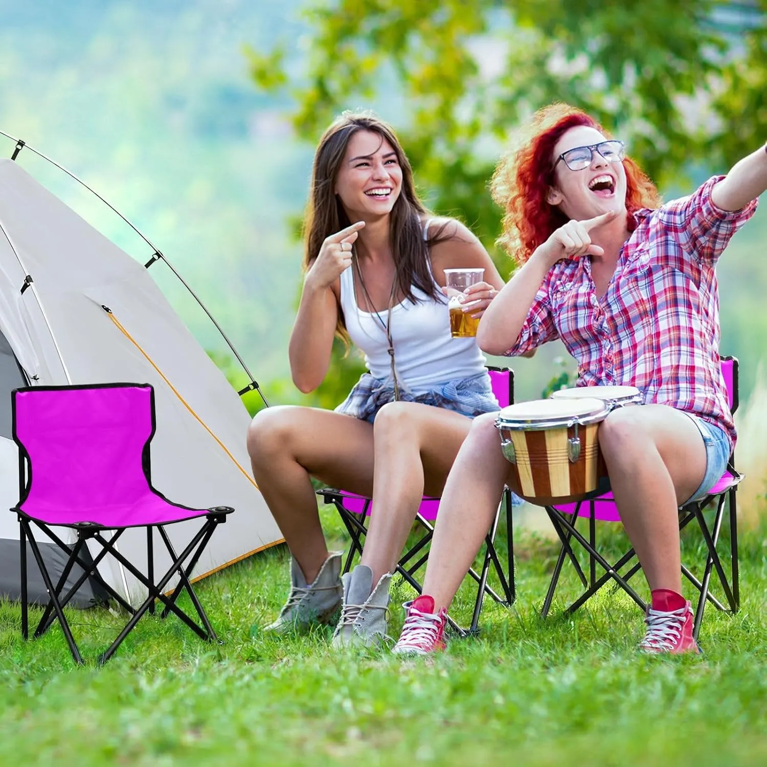 Fuchsia Camping Chair for Adults Folding Chair Outdoor Camping Chair Outdoor Chairs for Sporting Event Festival
