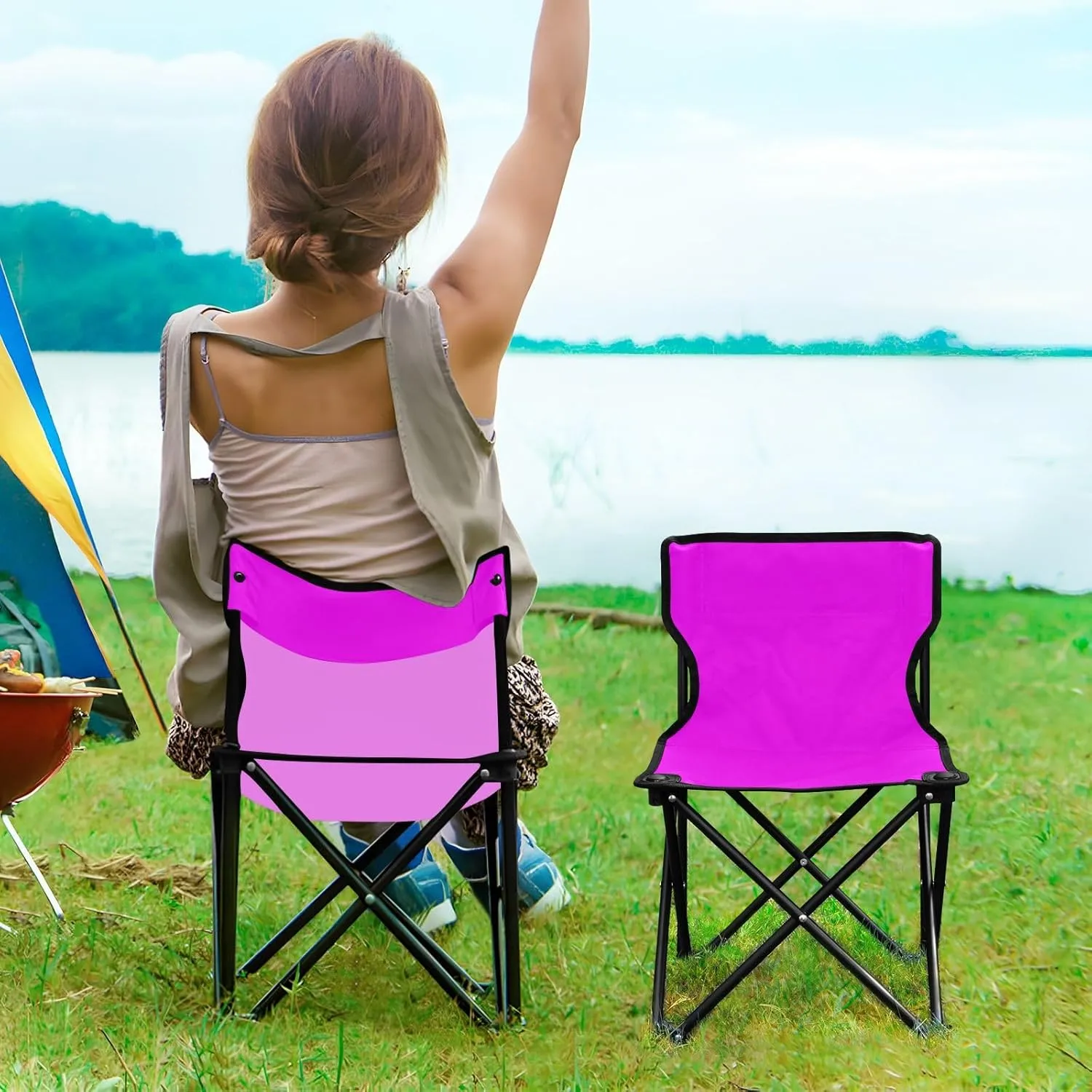 Fuchsia Camping Chair for Adults Folding Chair Outdoor Camping Chair Outdoor Chairs for Sporting Event Festival