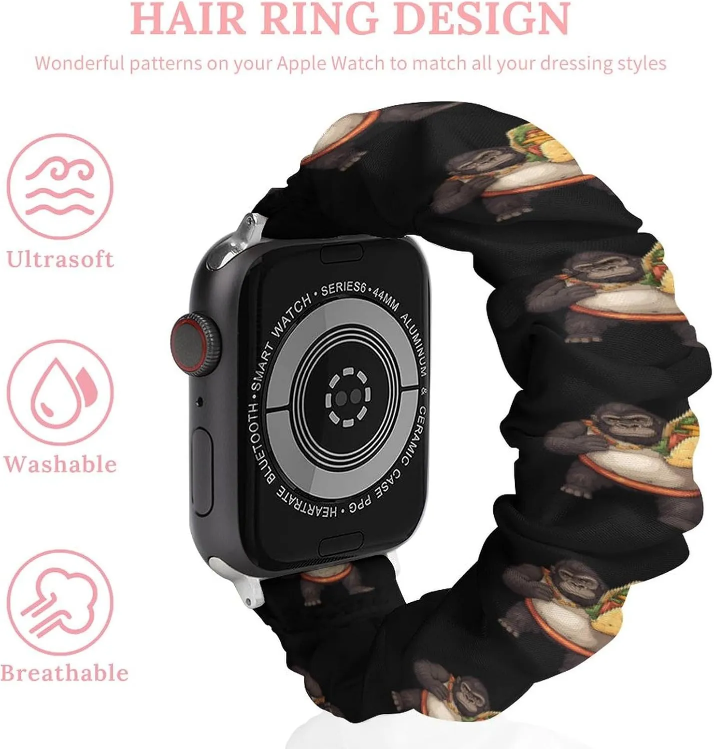 Funny Gorilla Carrying Ta-co Mexican Food Fashion Watch Strap Scrunchies Wristbands Compatible With IWatch Series