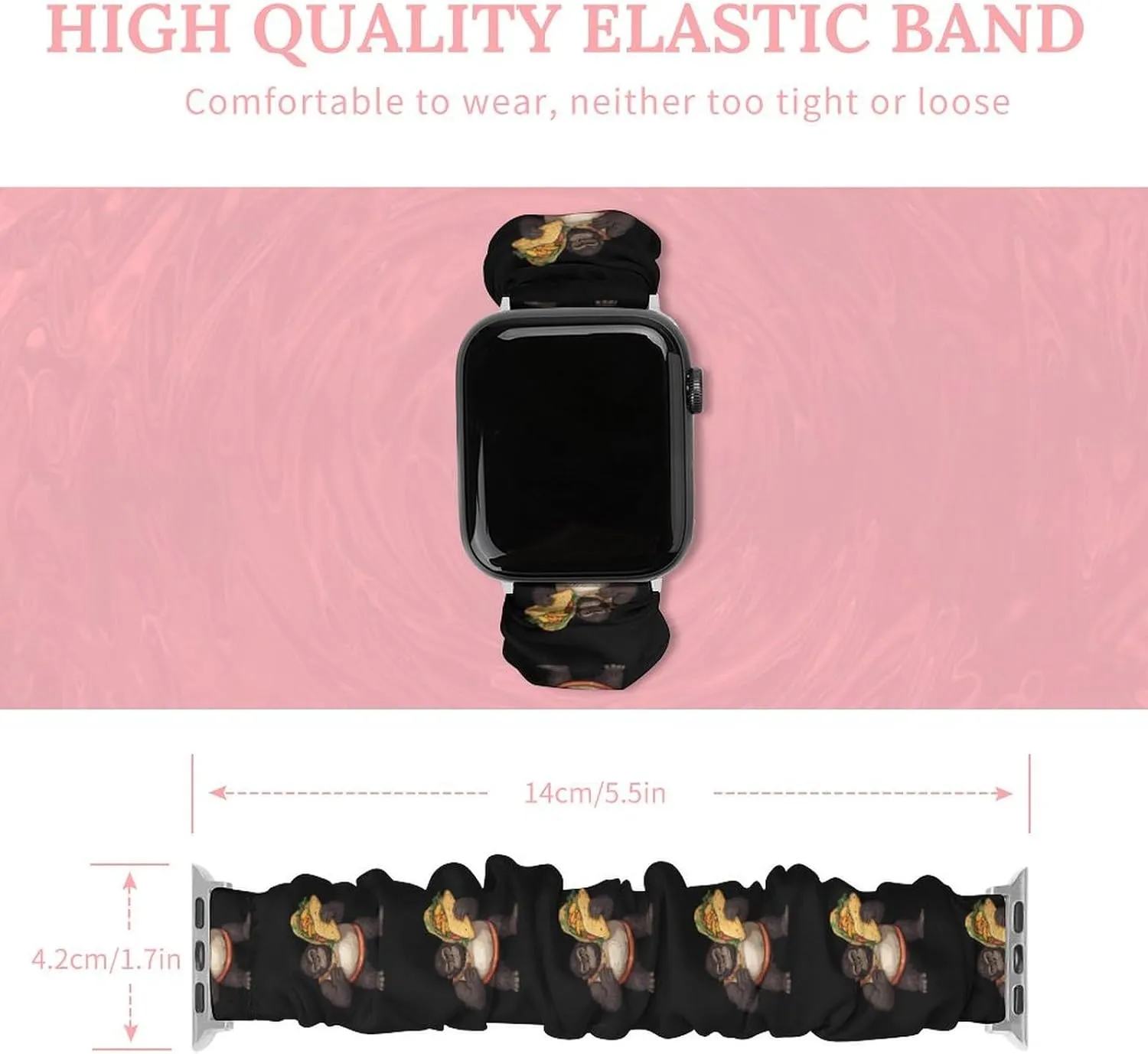 Funny Gorilla Carrying Ta-co Mexican Food Fashion Watch Strap Scrunchies Wristbands Compatible With IWatch Series