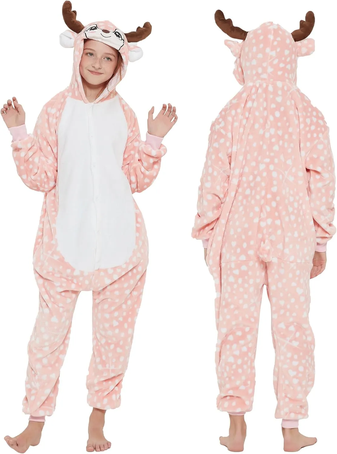 Funny Kids Deer Onesie Pajamas Reindeer Costume Girls Boys Halloween Christmas Party Cosplay