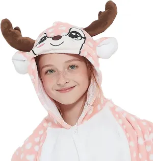 Funny Kids Deer Onesie Pajamas Reindeer Costume Girls Boys Halloween Christmas Party Cosplay