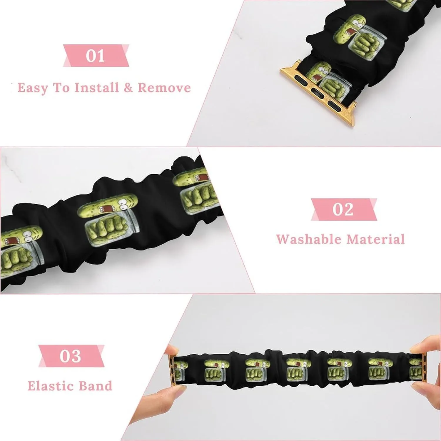 Funny Pickle Fashion Watch Strap Scrunchies Wristbands Compatible With IWatch Series