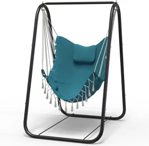G TALECO GEAR Hammock Chair with Stand,Heavy-Duty and Rustproof Hanging Chair with Stand,Hammock Swing Chair Stand,for Indoor Outdoor Patio Yard Garden Porch (Aqua)