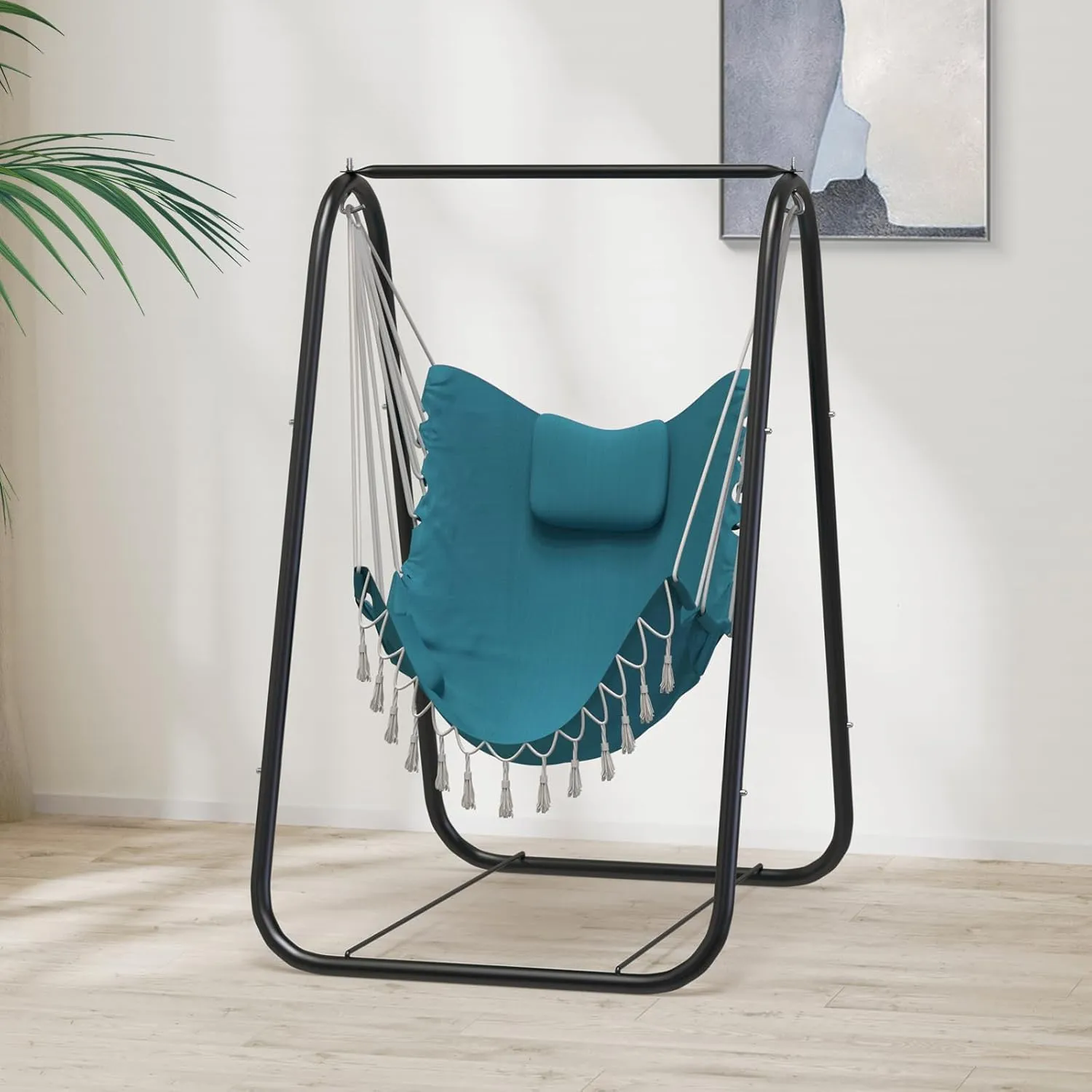 G TALECO GEAR Hammock Chair with Stand,Heavy-Duty and Rustproof Hanging Chair with Stand,Hammock Swing Chair Stand,for Indoor Outdoor Patio Yard Garden Porch (Aqua)