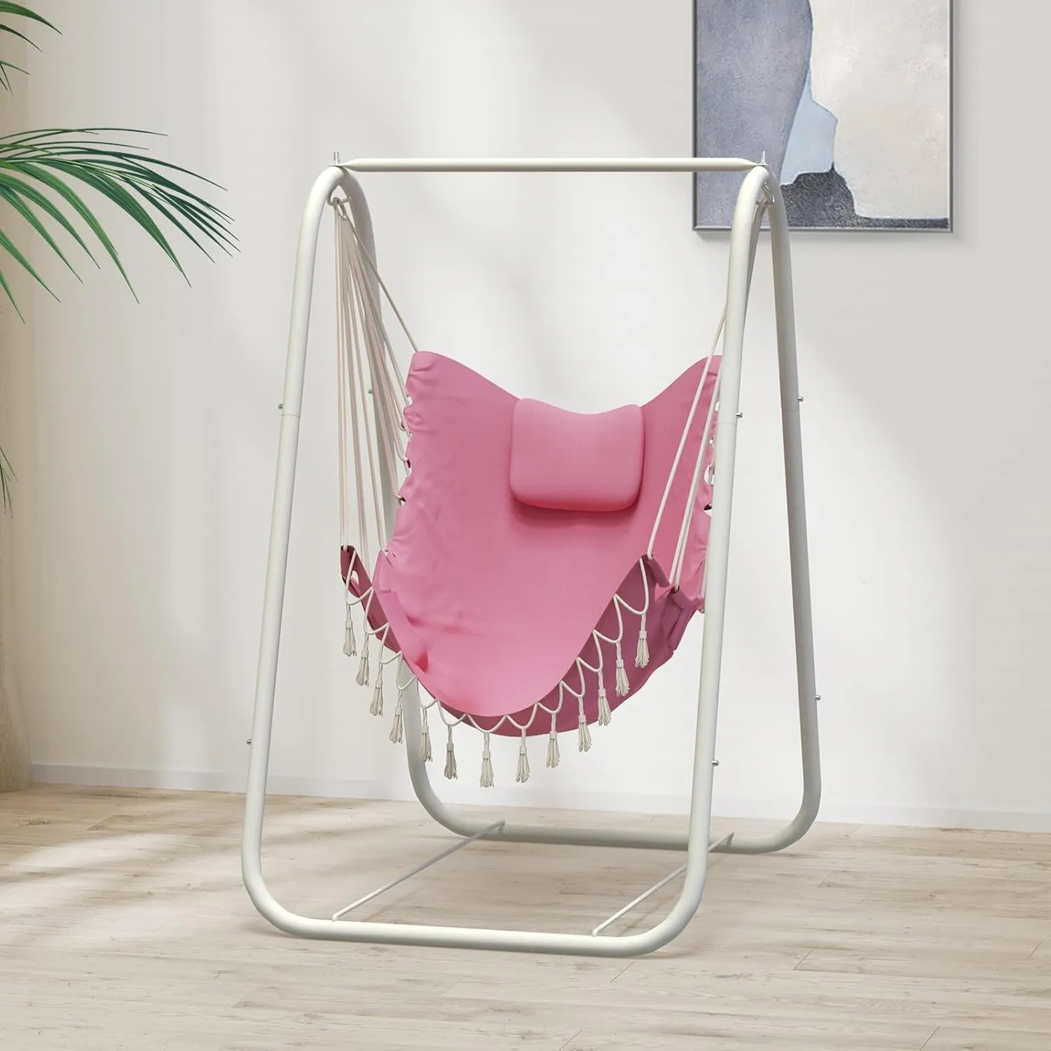 G TALECO GEAR Hammock Chair with Stand,Heavy-Duty and Rustproof Hanging Chair with Stand,Hammock Swing Chair Stand,for Indoor Outdoor Patio Yard Garden Porch (Pink)