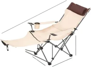 GaRcan Dual-Purpose Outdoor Folding Chair Portable Nap Lunch Break Fishing Chair Lightweight Beach Chair Lazy Stool Camping Chair (Beige Long)