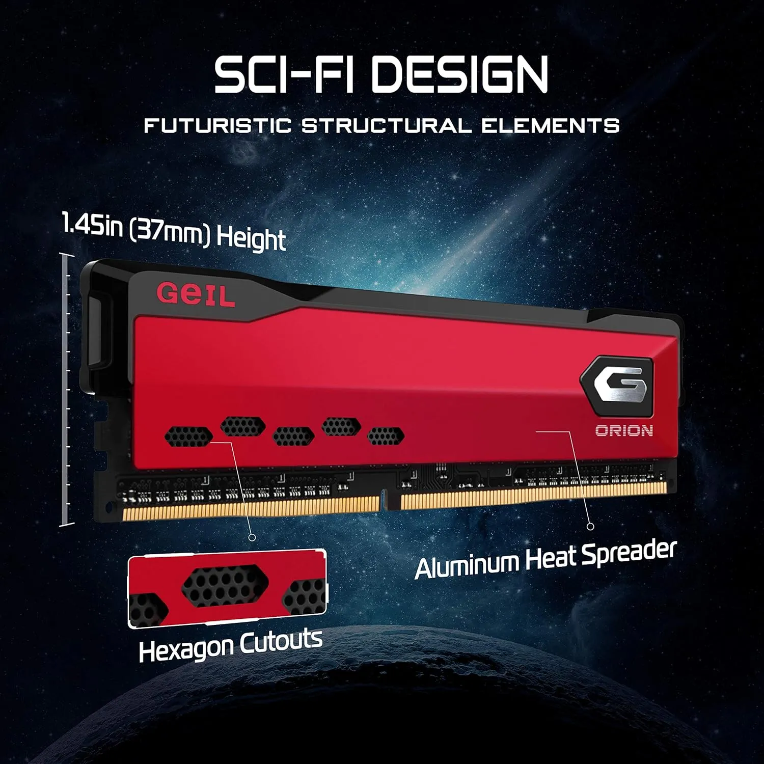 GeIL Orion DDR4 RAM, 32GB (16GBx2) 3600MHz 1.35V XMP2.0, Intel/AMD Compatible, Long DIMM High Speed Desktop Memory, Hardcore Immersive Gaming/Multimedia Content Creation/Quality Live Streaming