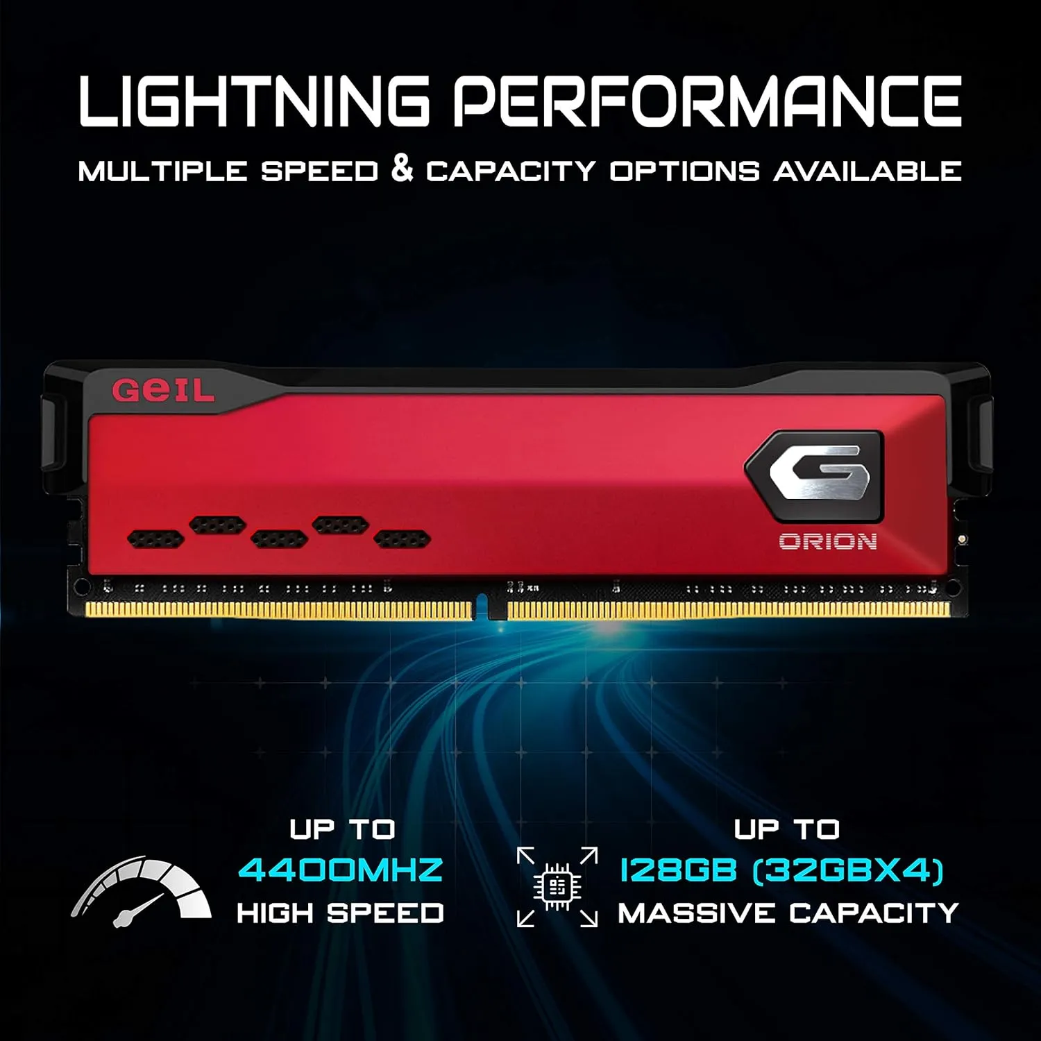 GeIL Orion DDR4 RAM, 32GB (16GBx2) 3600MHz 1.35V XMP2.0, Intel/AMD Compatible, Long DIMM High Speed Desktop Memory, Hardcore Immersive Gaming/Multimedia Content Creation/Quality Live Streaming