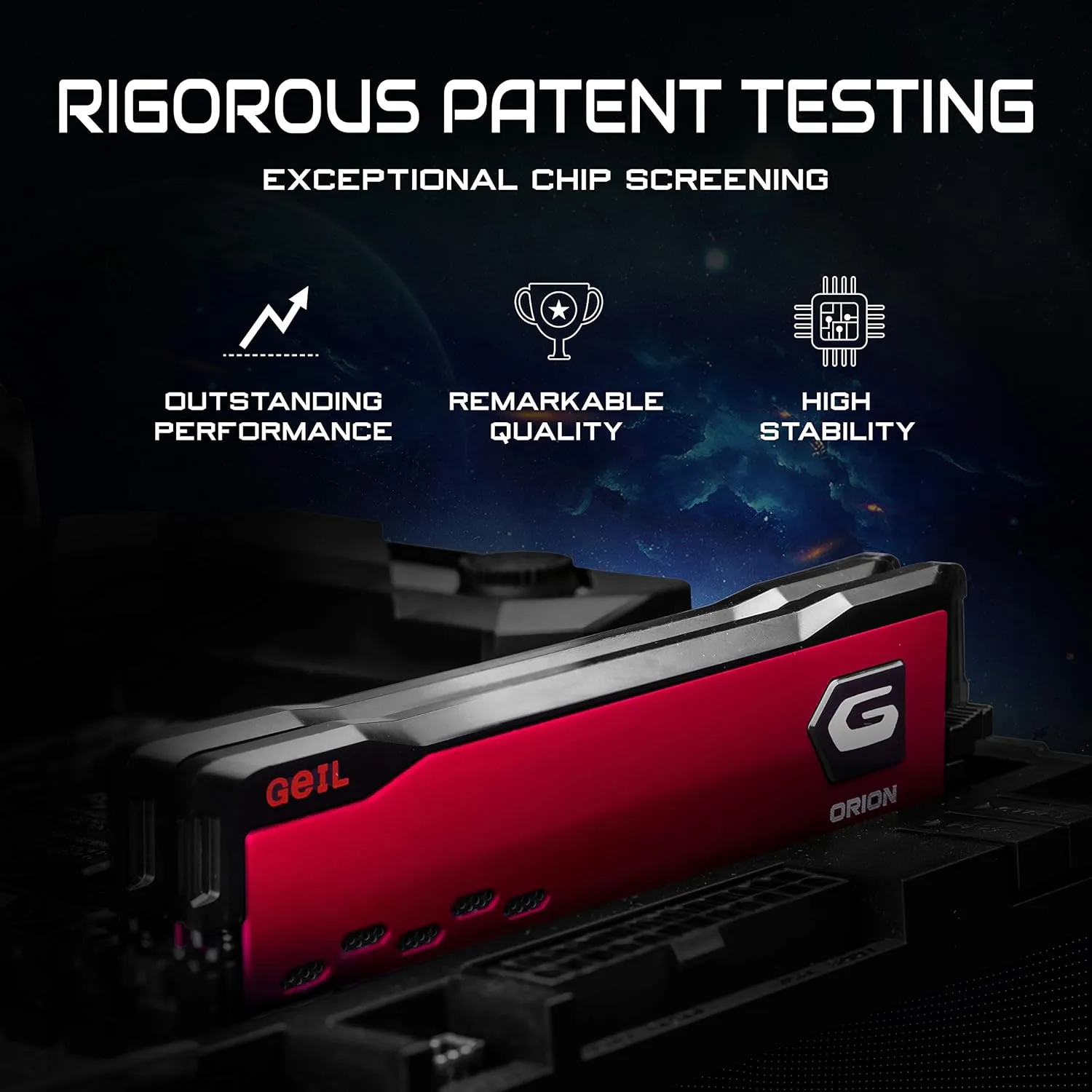 GeIL Orion DDR4 RAM, 32GB (16GBx2) 3600MHz 1.35V XMP2.0, Intel/AMD Compatible, Long DIMM High Speed Desktop Memory, Hardcore Immersive Gaming/Multimedia Content Creation/Quality Live Streaming