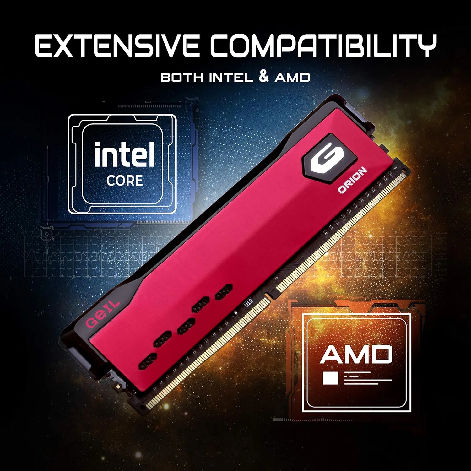 GeIL Orion DDR4 RAM, 32GB (16GBx2) 3600MHz 1.35V XMP2.0, Intel/AMD Compatible, Long DIMM High Speed Desktop Memory, Hardcore Immersive Gaming/Multimedia Content Creation/Quality Live Streaming