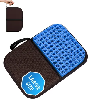 Gel Seat Cushion, Portable Travel Cushion for Long Sitting, Thick & Foldable, 16.5" x 12" Large Size Chair Seat Cushions for Office Chair Car Wheelchair, Relief Sciatica Coccyx Pain