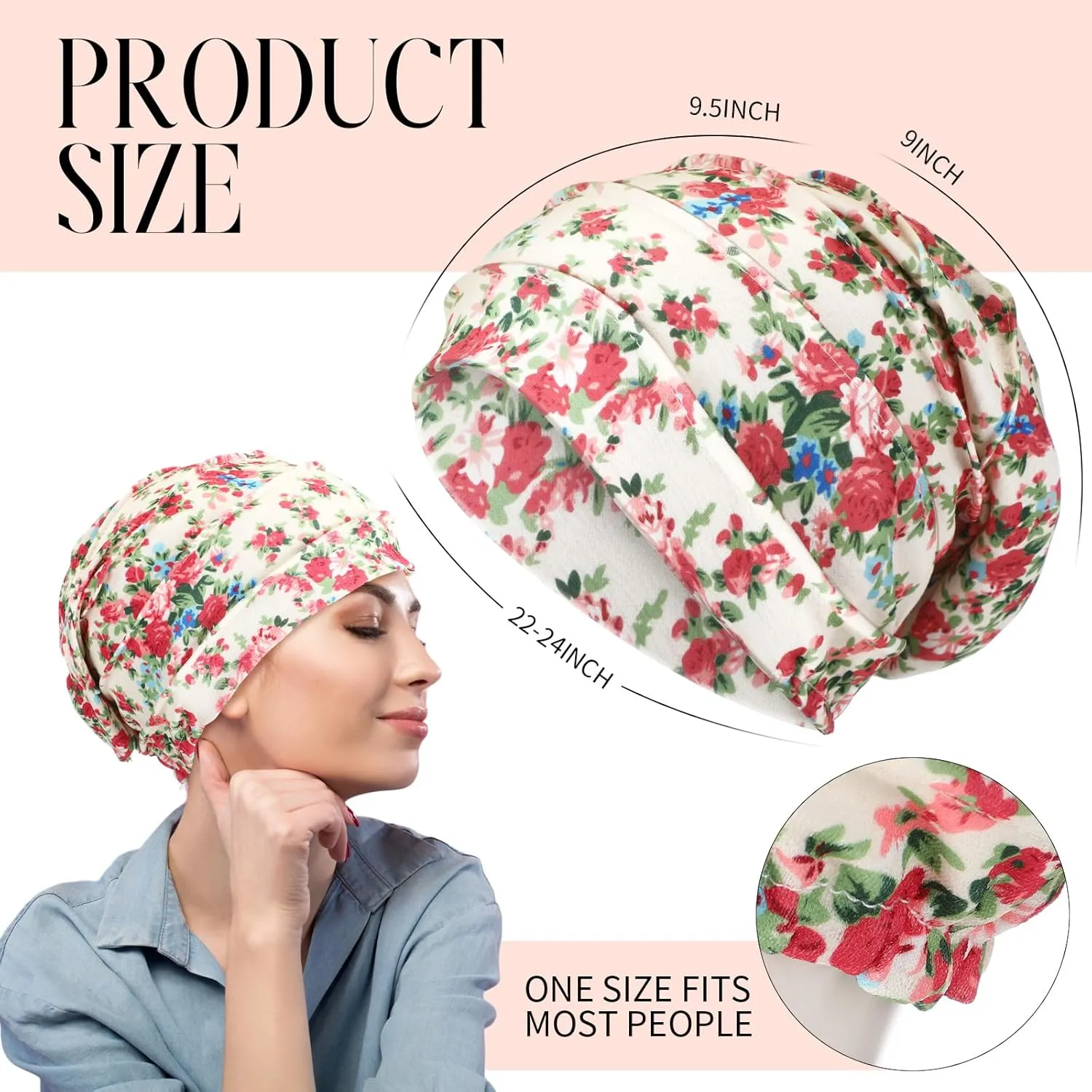 Geyoga 6 Pieces Slouchy Hair Loss Beanies Hats Soft Polyester Cancer Hat Stretchy Sleeping Cap Headwear for Women