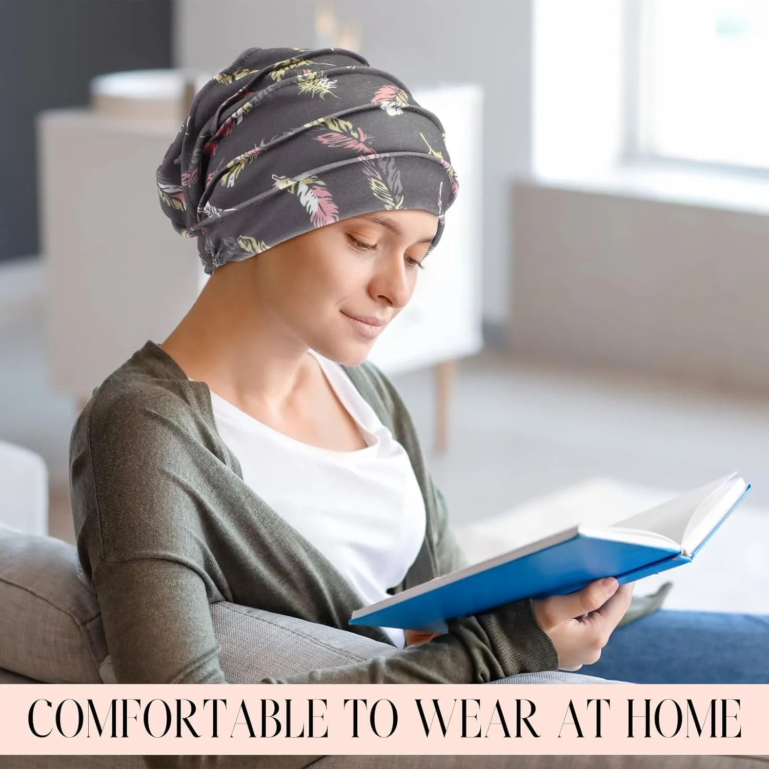 Geyoga 6 Pieces Slouchy Hair Loss Beanies Hats Soft Polyester Cancer Hat Stretchy Sleeping Cap Headwear for Women