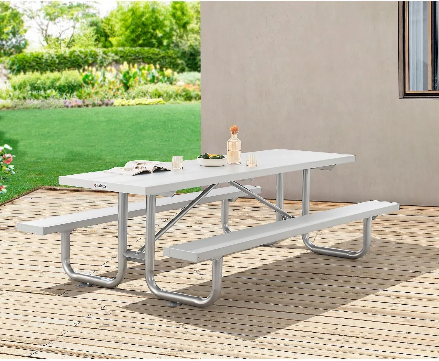 Global Industrial 8' Heavy-Duty Aluminum Picnic Table