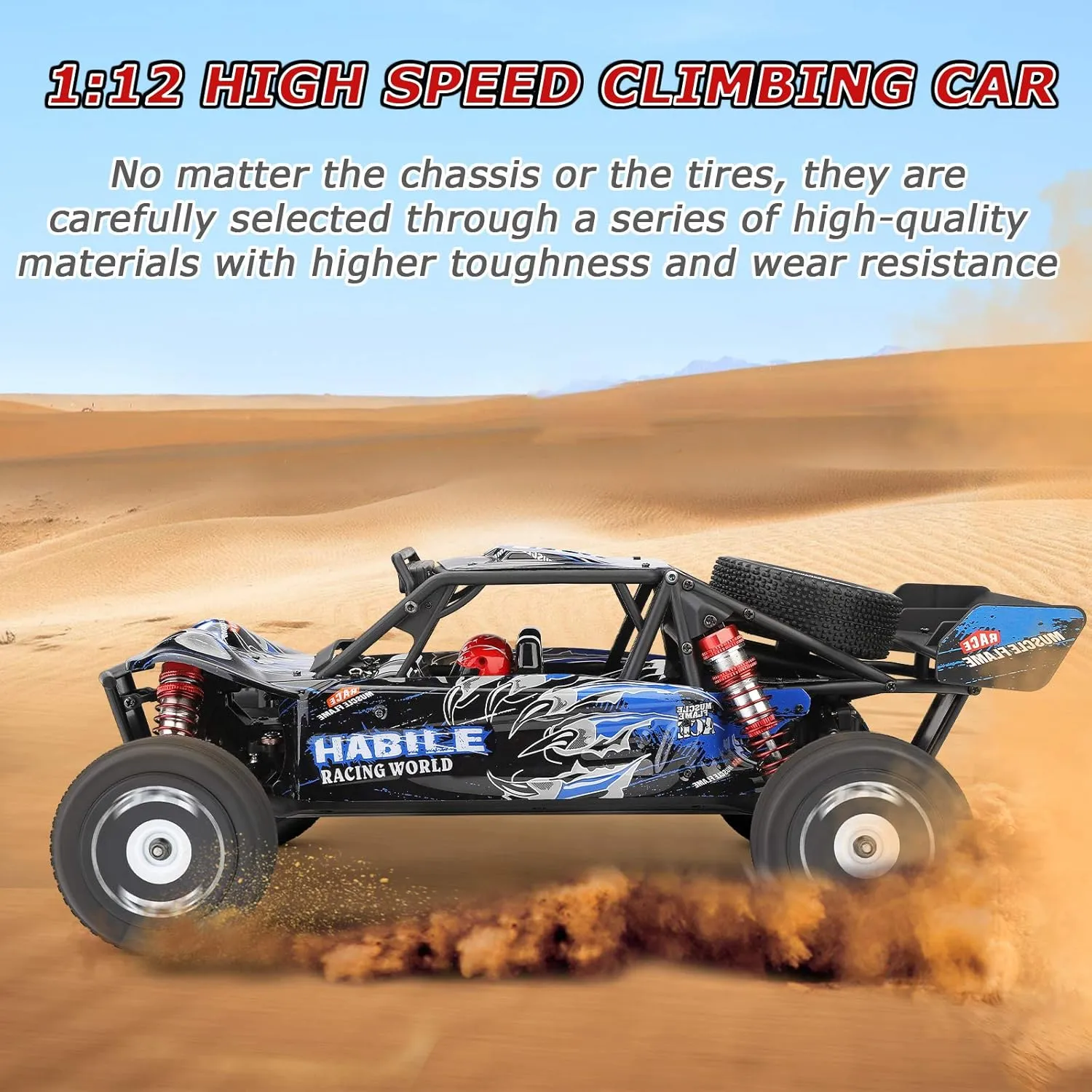 GoolRC WLtoys 124018 RC Car, 1/12 Scale 2.4GHz Remote Control Car, 4WD 60km/h High Speed Racing Car, Off-Road Buggy Drift Car RTR with Aluminum Alloy Chassis, Zinc Alloy Gear and 1 Battery