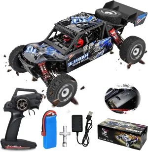 GoolRC WLtoys 124018 RC Car, 1/12 Scale 2.4GHz Remote Control Car, 4WD 60km/h High Speed Racing Car, Off-Road Buggy Drift Car RTR with Aluminum Alloy Chassis, Zinc Alloy Gear and 1 Battery