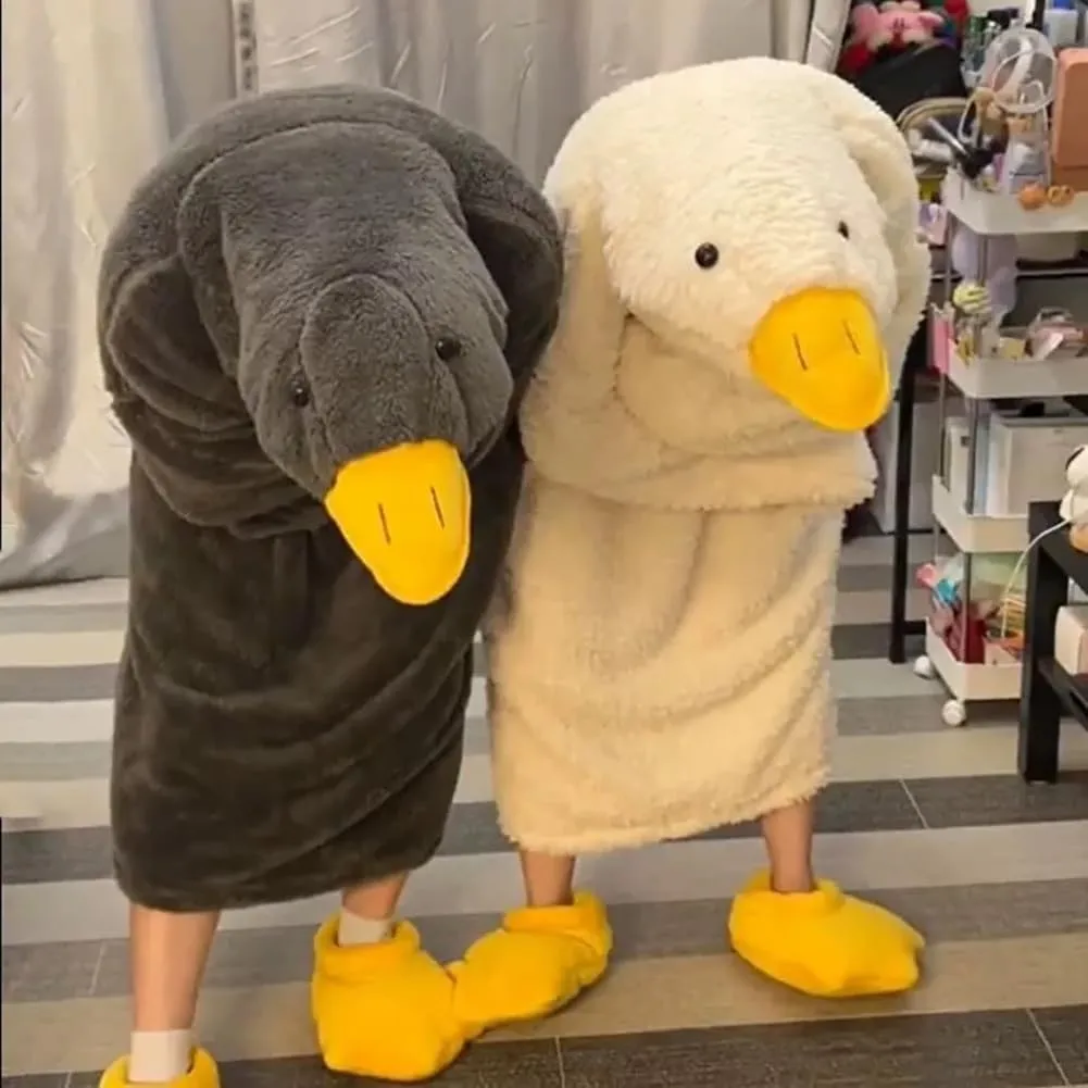 Goose Blanket Hoodie Onesie Adult & Kid,Oversized Warm Duck Wearable Hoodie Blanket with Sleeves,Cozy Sleeping Bag