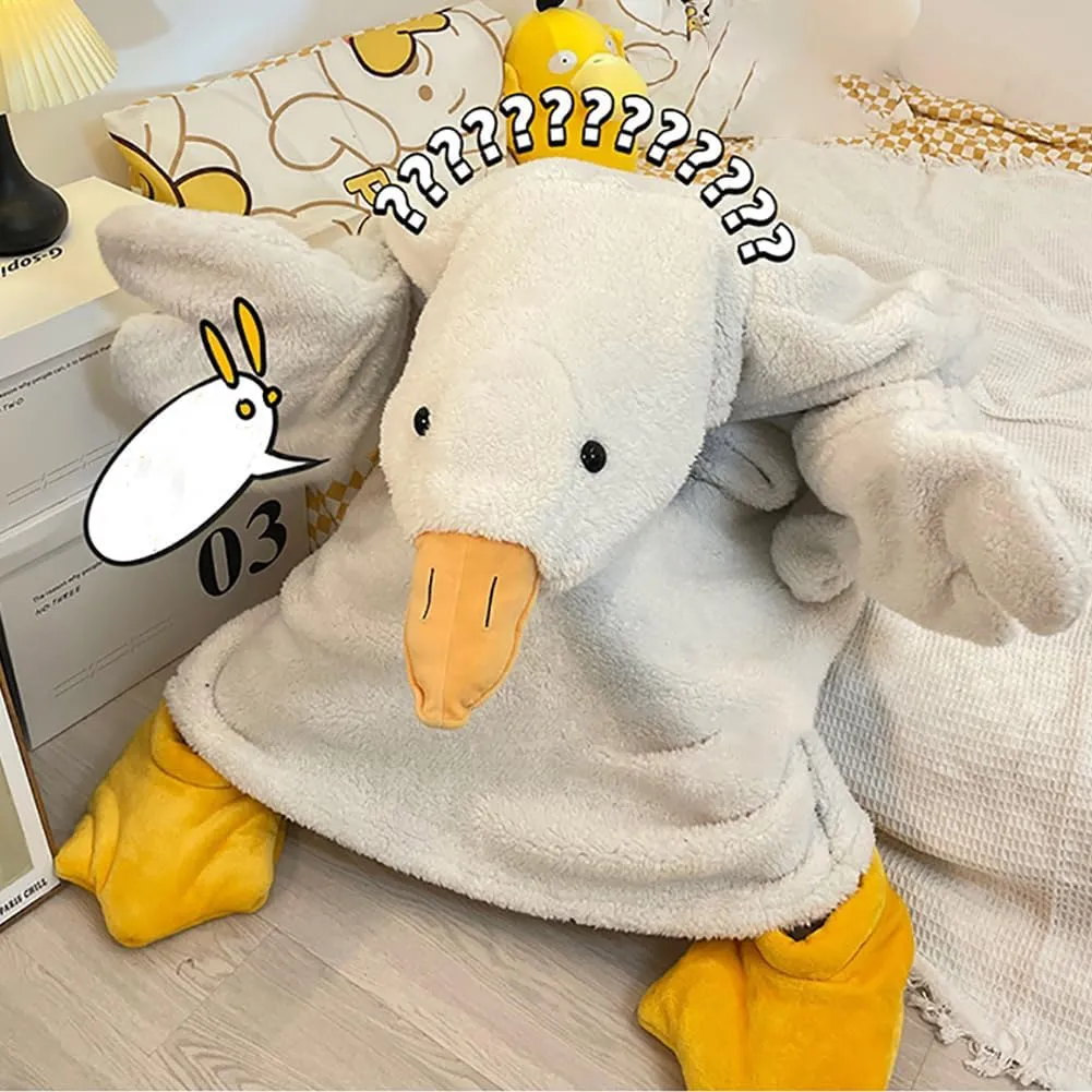 Goose Blanket Hoodie Onesie Adult & Kid,Oversized Warm Duck Wearable Hoodie Blanket with Sleeves,Cozy Sleeping Bag