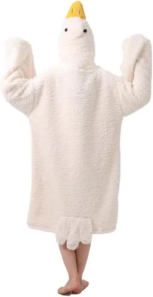 Goose Blanket Hoodie Onesie Adult & Kid,Oversized Warm Duck Wearable Hoodie Blanket with Sleeves,Cozy Sleeping Bag