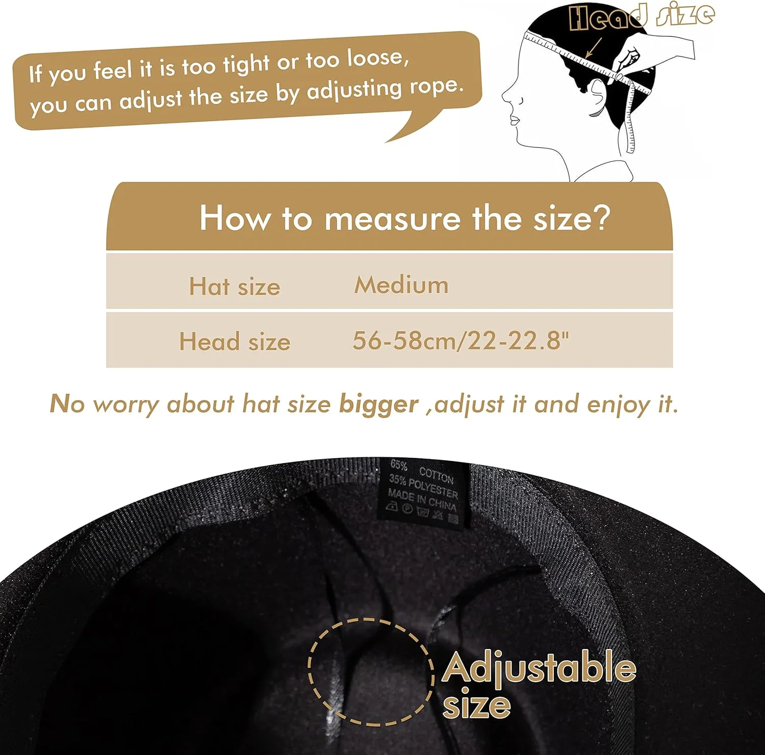 Gossifan Women's Felt Fedora Hat Wide Brim Panama Hats with Tassel