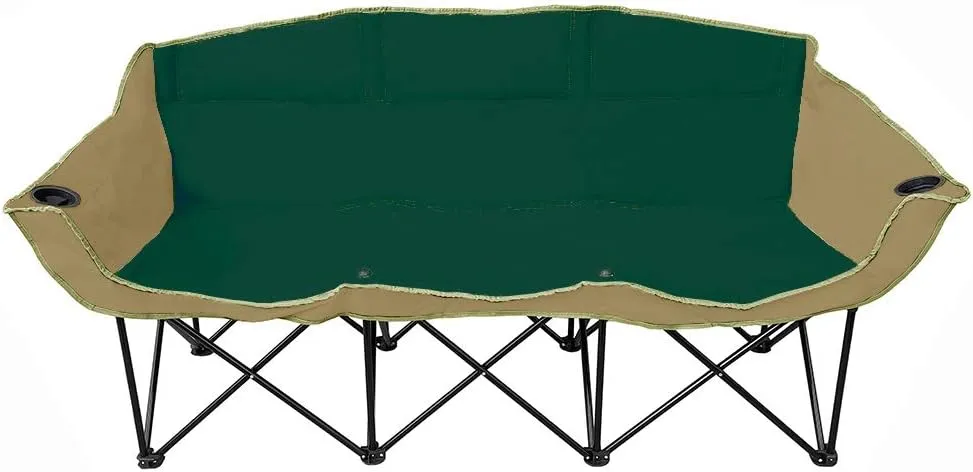 GoTEAM! 3 Seat Portable Folding Couch - Foldable Travel Bench Chairs with Carry Case - Perfect for Beach, Camping, Fishing, Soccer and More