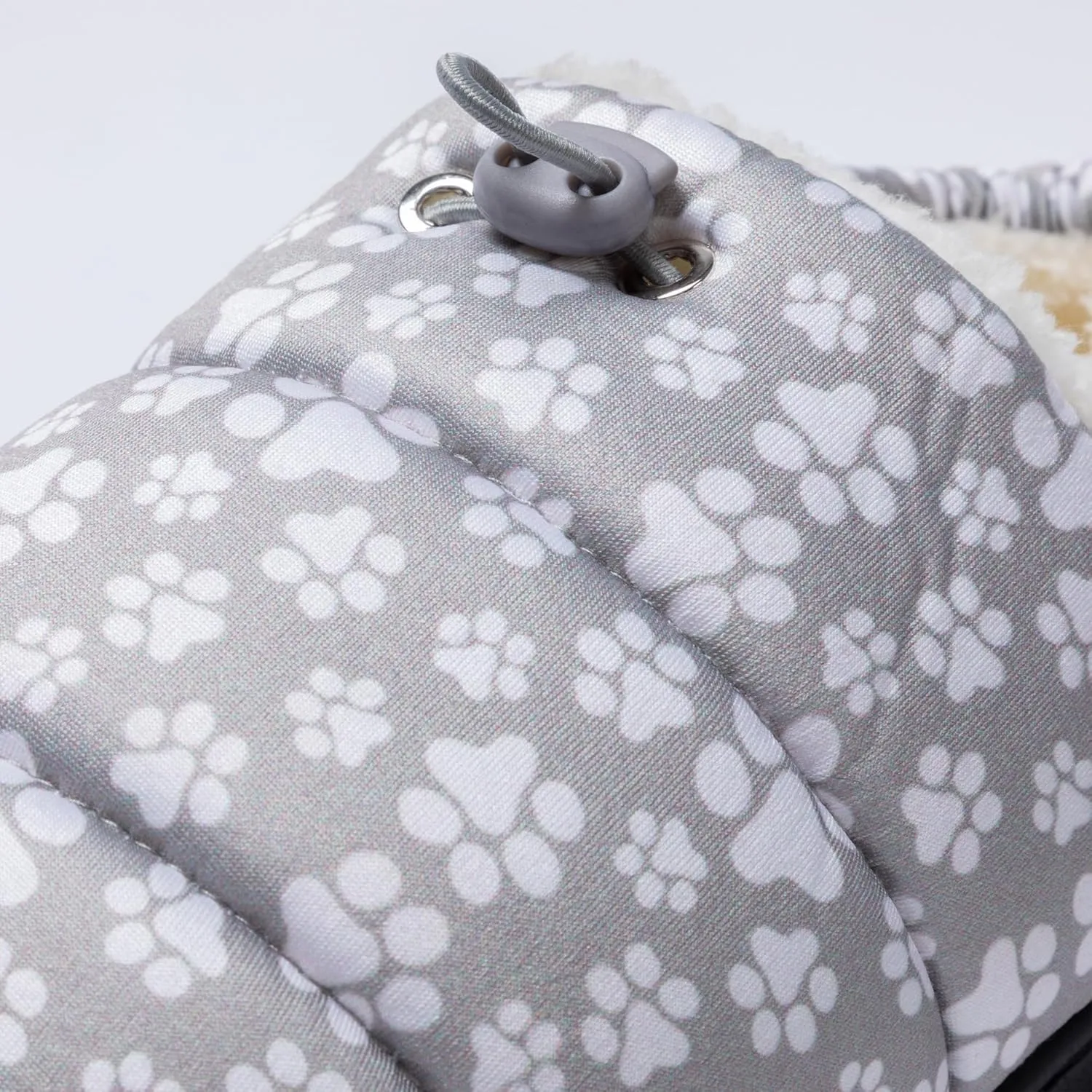 GreaterGood Paw Print Puffy Fleece-Lined Slippers with Toggle