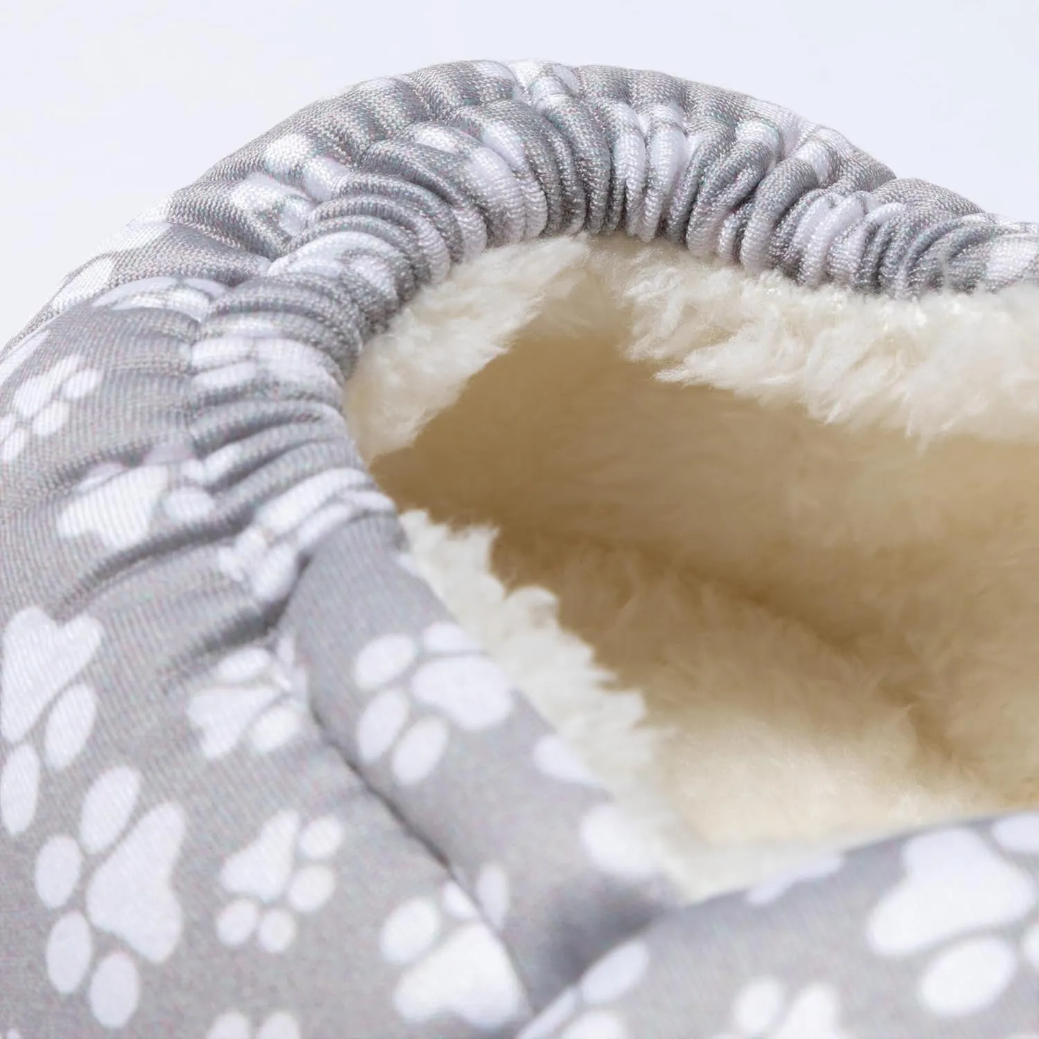 GreaterGood Paw Print Puffy Fleece-Lined Slippers with Toggle