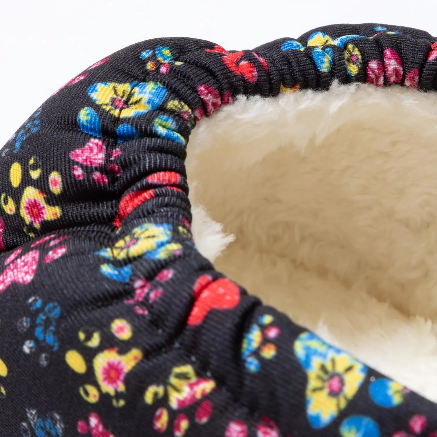 GreaterGood Paw Print Puffy Fleece-Lined Slippers with Toggle