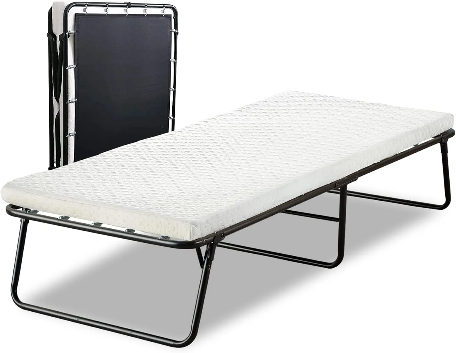 Greaton,14” Folding Bed with 3-Inch Luxurious Memory Foam Mattress, Strong and Sturdy Metal Frame, Portable Guest Bed for Easy Storage, 26-Inch, White