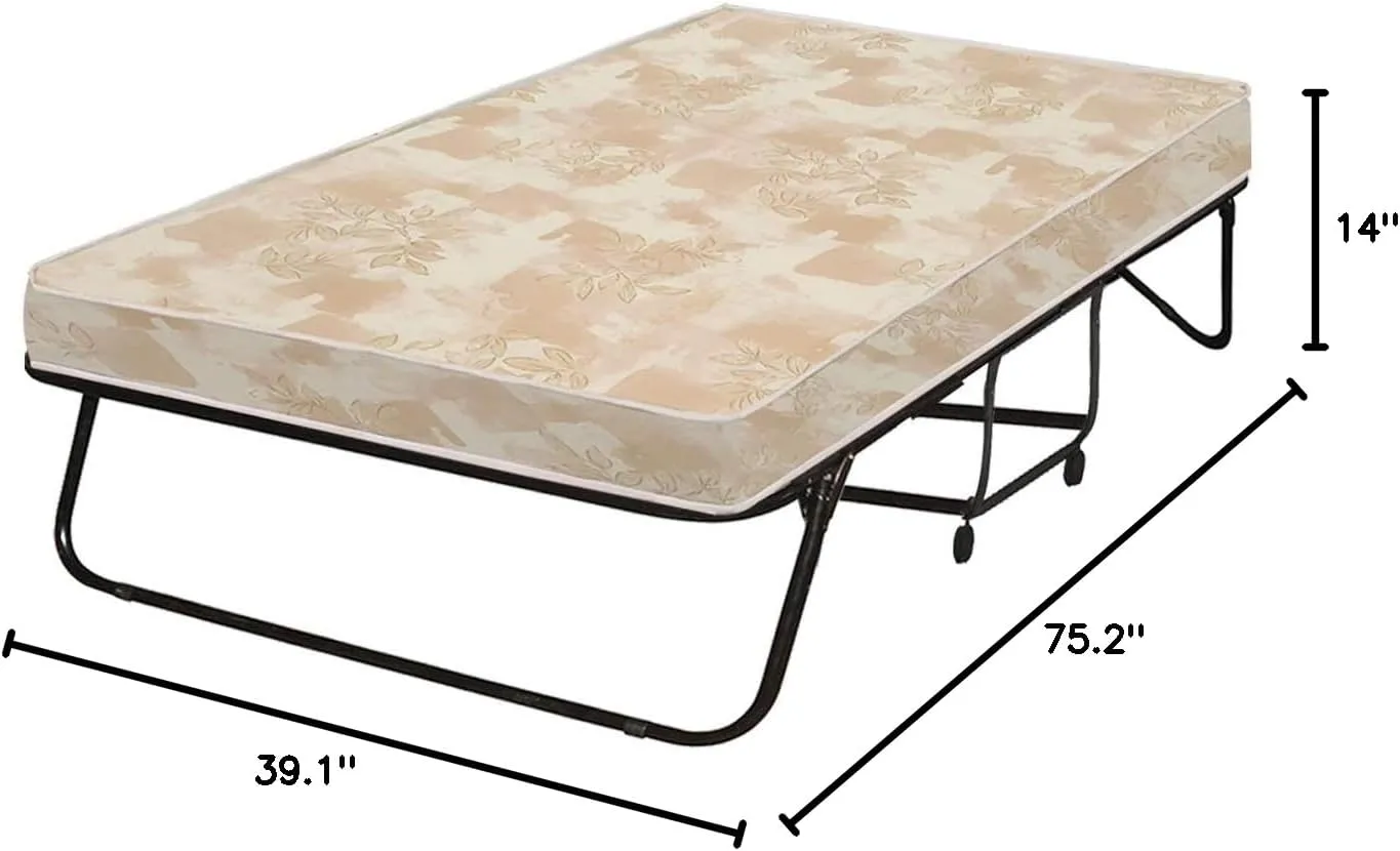 Greaton,14” Folding Bed with 3-Inch Luxurious Memory Foam Mattress, Strong and Sturdy Metal Frame, Portable Guest Bed for Easy Storage, 26-Inch, White