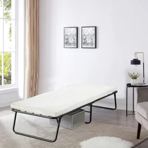 Greaton,14” Folding Bed with 3-Inch Luxurious Memory Foam Mattress, Strong and Sturdy Metal Frame, Portable Guest Bed for Easy Storage, 26-Inch, White