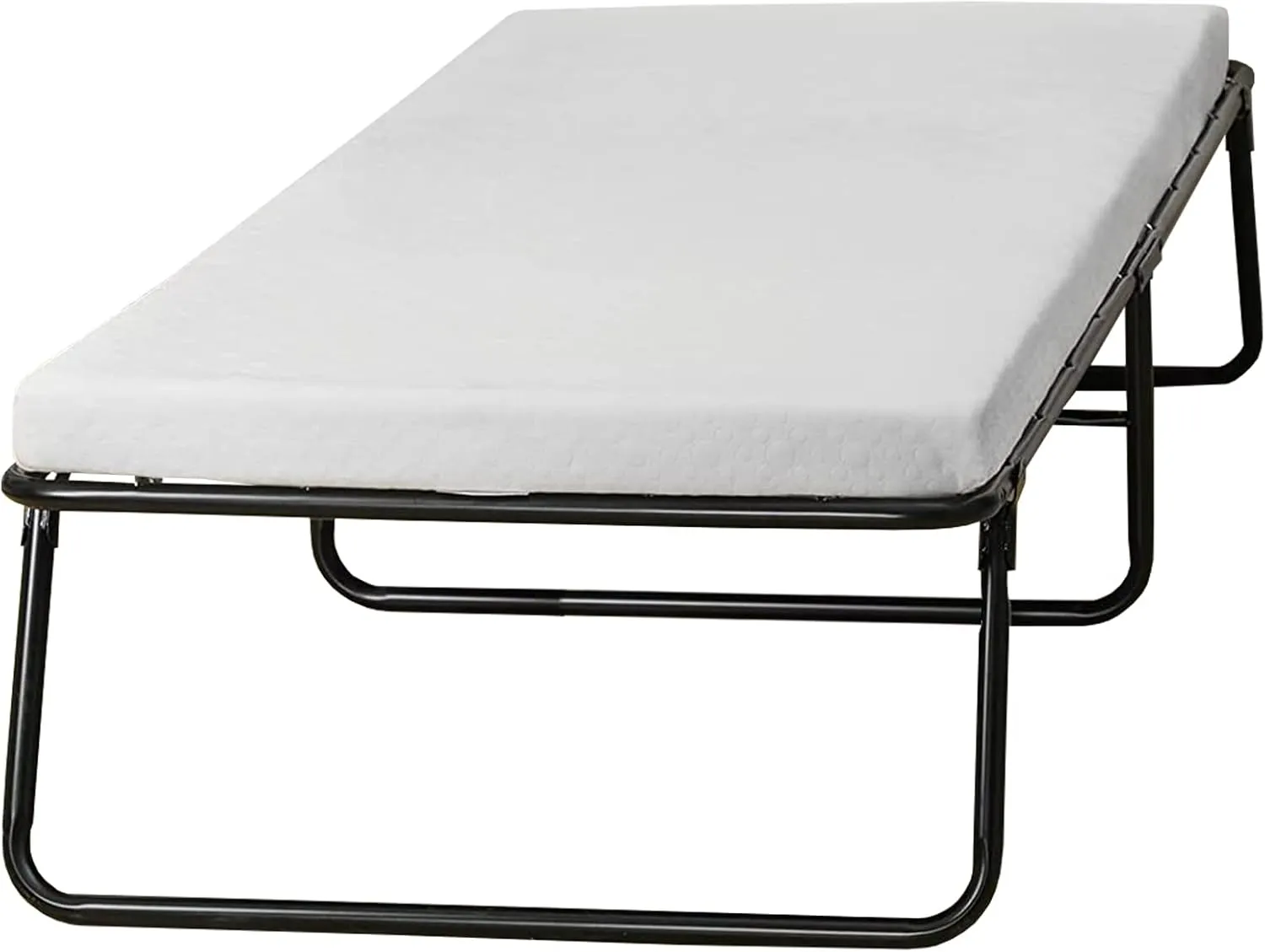 Greaton,14” Folding Bed with 3-Inch Luxurious Memory Foam Mattress, Strong and Sturdy Metal Frame, Portable Guest Bed for Easy Storage, 26-Inch, White